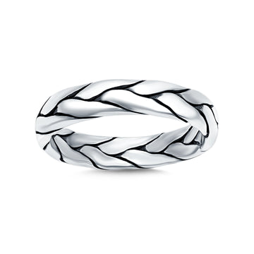 Silver Oxidized Band Solid 925 Sterling Silver Thumb Ring (5mm)
